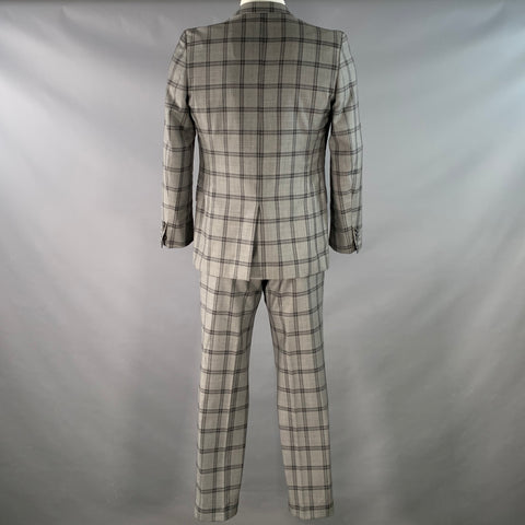 PAUL SMITH Size 42 The Byard Regular Grey Charcoal Checkered Wool Notch Lapel Suit