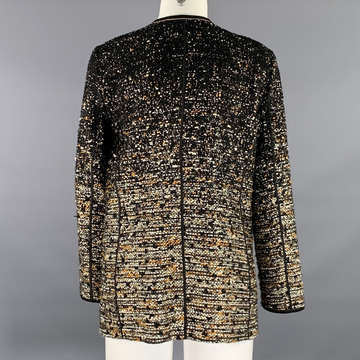LAFAYETTE 148 Size M Black Gold Tweed Nehru Collar Jacket