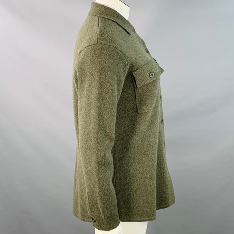 KINROSS Size L Green Olive Cashmere Shirt Jacket Cardigan