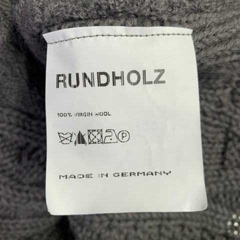 RUNDHOLZ Size M Grey Wool Cable Knit Distressed Asymmetrical Sweater