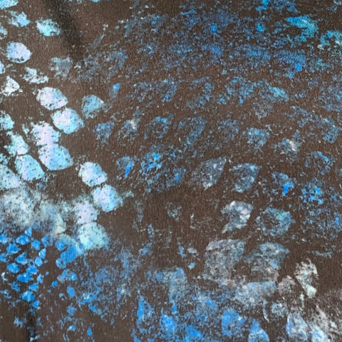 BILLIONAIRE COUTURE Size XL Black Blue Snake Silk Button Up Long Sleeve Shirt