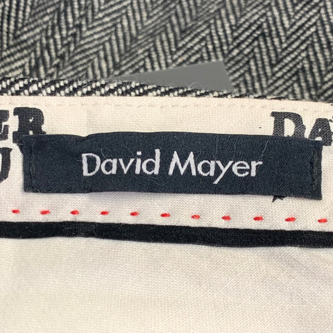 DAVID MAYER Size 30 Black Cream Herringbone Wool Blend Button Fly Casual Pants