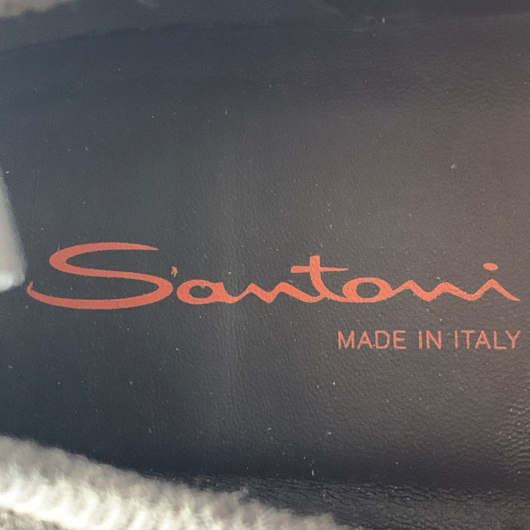 SANTONI Size 11 Grey Canvas Knit Lace-Up Sneakers