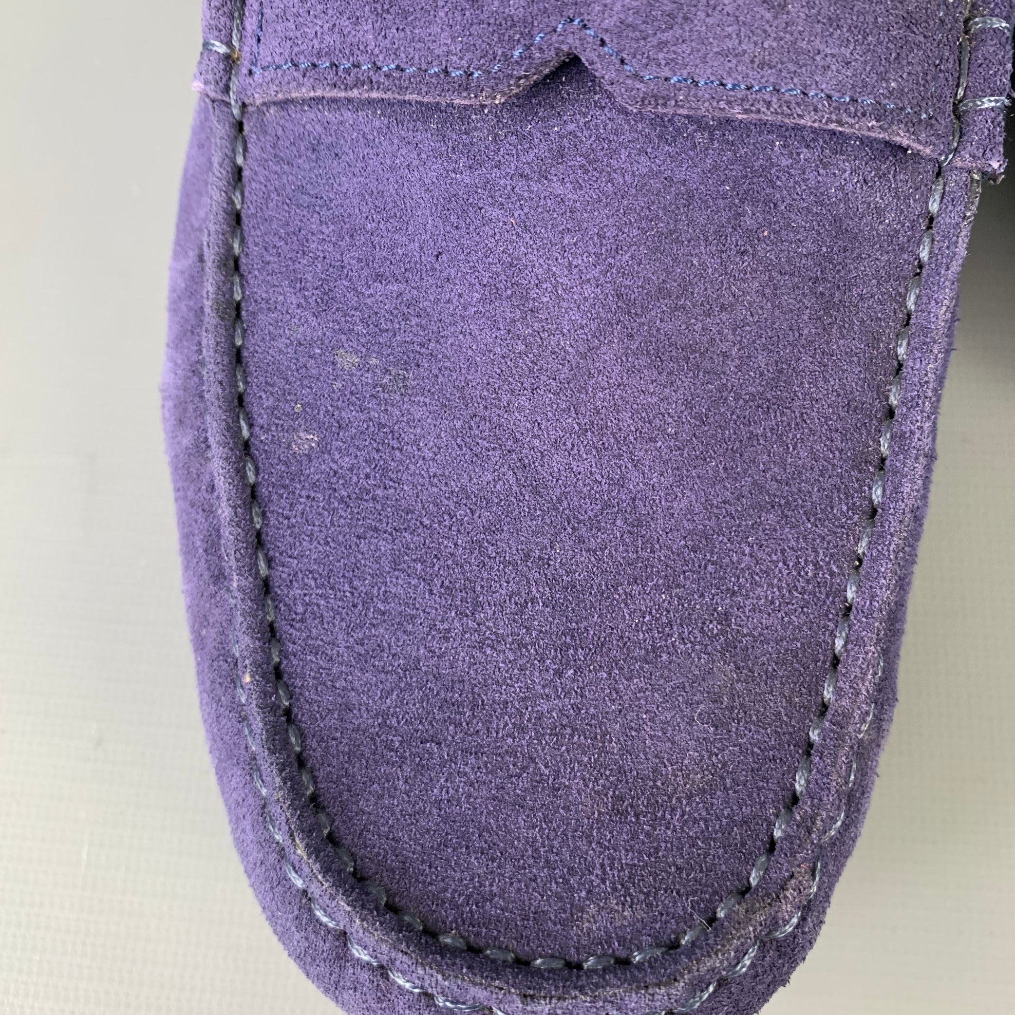 レーサーシューズ　イタリア製DEUGI サイズ38 1/2 VERSACE Size 8 -Bluette Oro- Purple Textured Suede Drivers Loafers