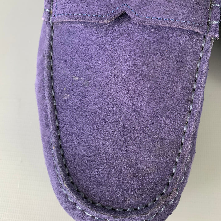 VERSACE Size 8 -Bluette Oro- Purple Textured Suede Drivers Loafers