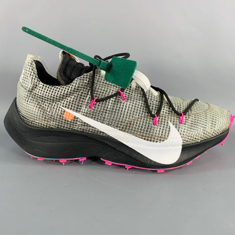 OFF-WHITE Size 13.5 Vapor Street Black Pink Color Block Lace-Up Sneakers