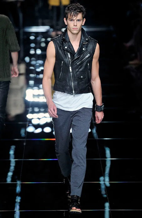 BURBERRY PRORSUM Spring 2011 Size 38 Black Distressed Leather Biker Vest