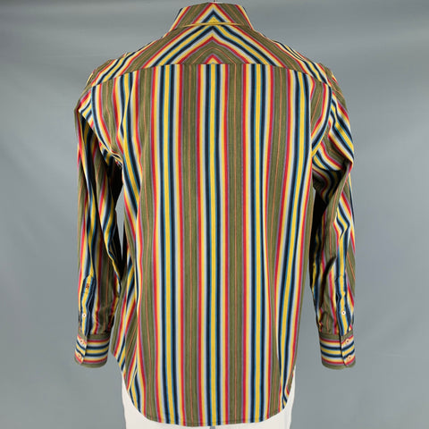 ROBERT GRAHAM Size L Green Multi-Color Stripe Cotton Button Up Long Sleeve Shirt