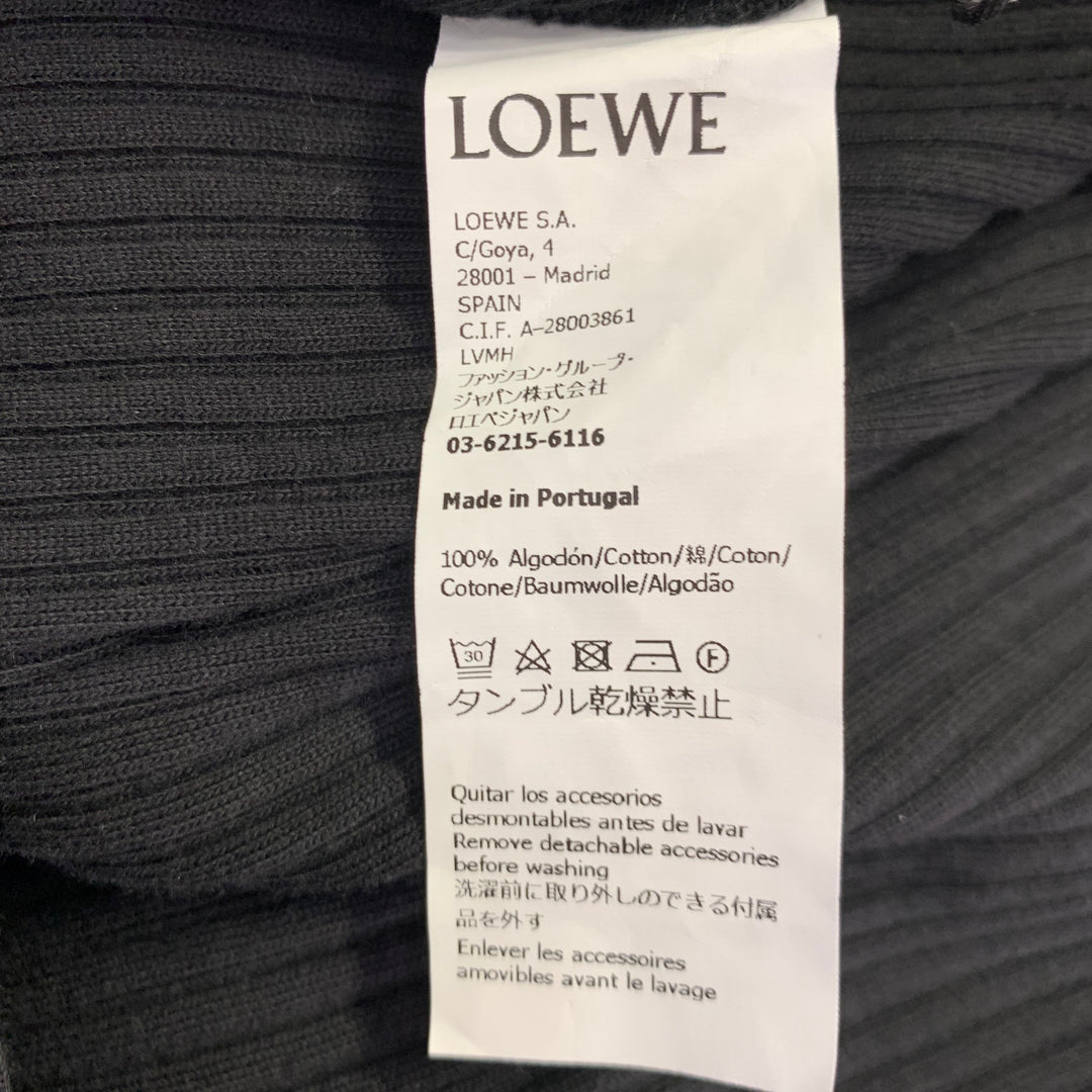 LOEWE Size M -Anagram- Black Cotton Ribbed Halter Dress
