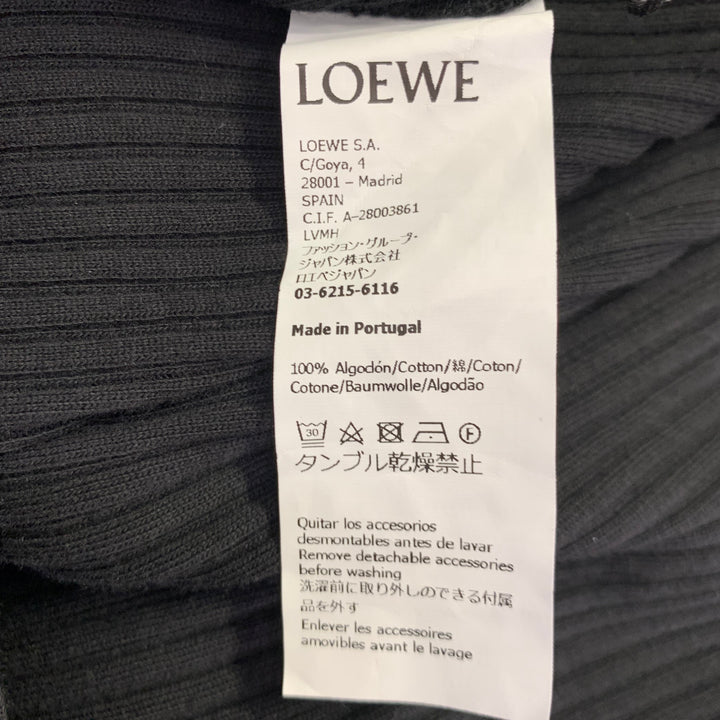 LOEWE Size M -Anagram- Black Cotton Ribbed Halter Dress