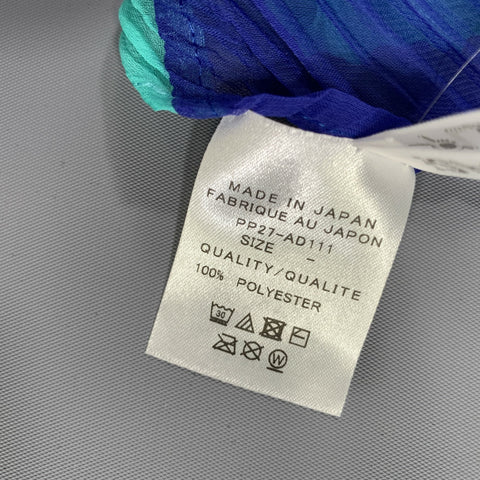 PLEATS PLEASE by ISSEY MIYAKE Blue Green Pleated Polyester Scarves & Shawls