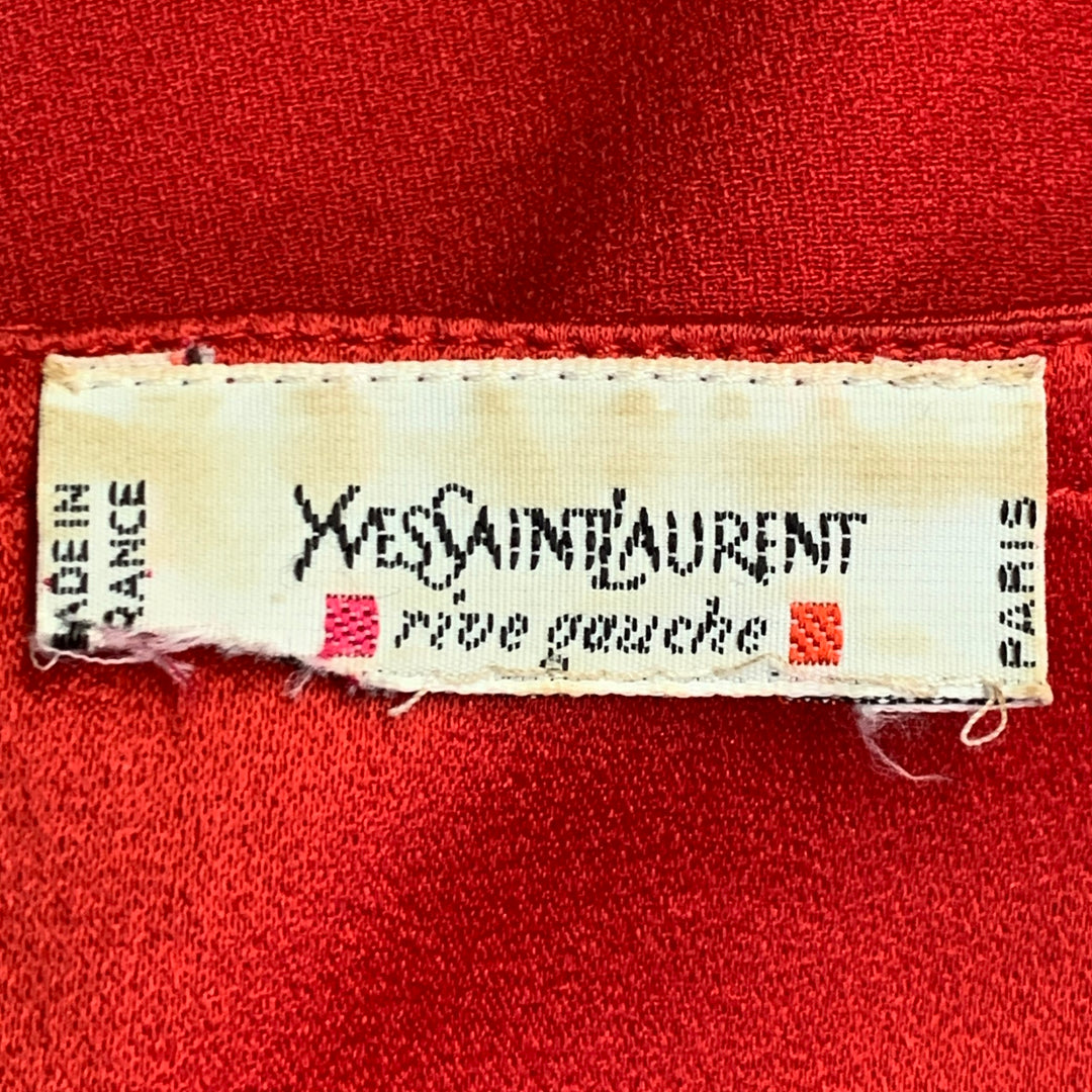 YVES SAINT LAURENT Size M Red Silk Crepe Sleeveless Casual Top