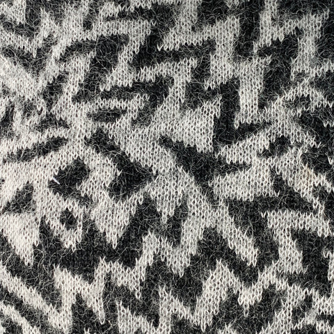 SAINT LAURENT 2019 Size L Grey Black Zig Zag Wool Blend Crew Neck Sweater