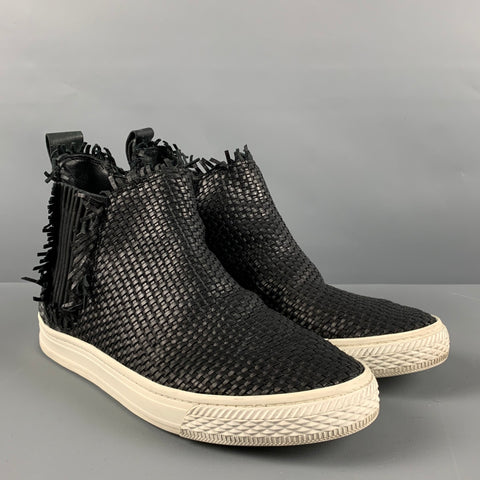 LOEFFLER RANDALL Talla 8.5 Zapatillas tobilleras de cuero blanco negro