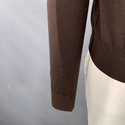 BOTTEGA VENETA Size L Brown Jersey Wool Long Sleeve Crew Neck Pullover