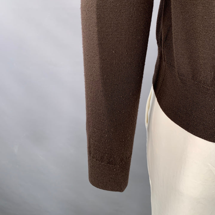 BOTTEGA VENETA Size L Brown Jersey Wool Long Sleeve Crew Neck Pullover