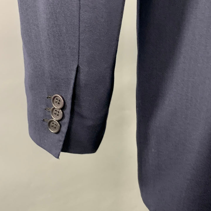 KITON Size 40 Navy Wool Notch Lapel Three Button Sport Coat