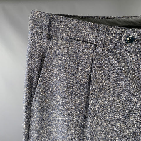 6 EAST Taille 34 Pantalon habillé en laine, soie et élasthanne gris chiné, braguette zippée
