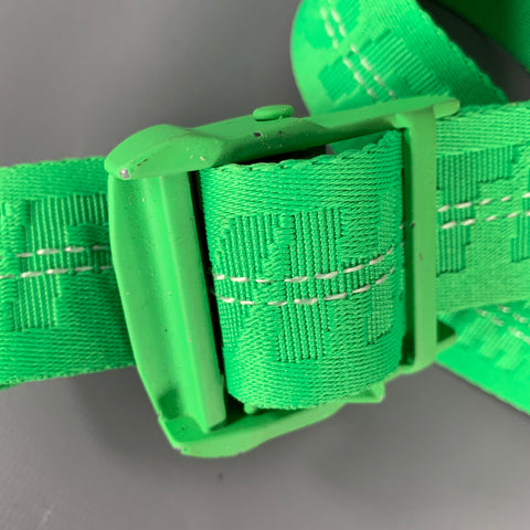 OFF-WHITE One Size Industrial Web Logo Green White Polyamide Blend Belt