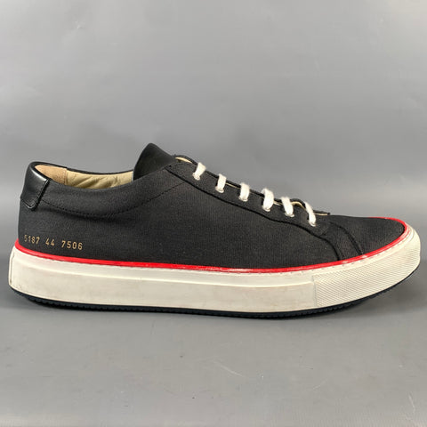 COMMON PROJECTS Size 11 Navy Red Canvas Lace Up Sneakers