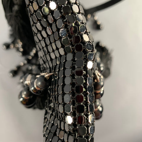 GIORGIO ARMANI Black Beaded Metal Mesh Evening Handbag