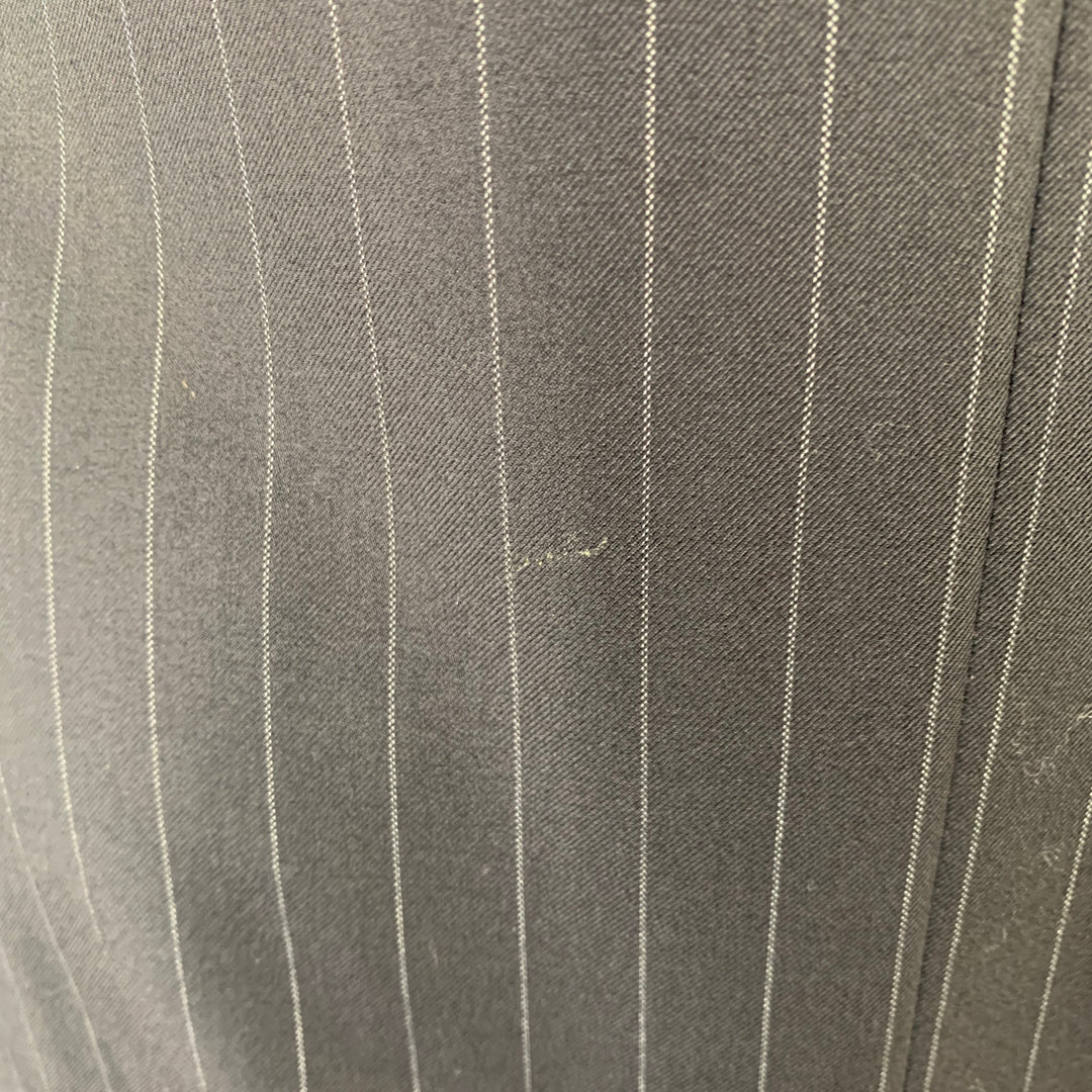 SIMPSON SIN TAILOR Size 42 Long Black White Pinstripe Wool Silk Suit