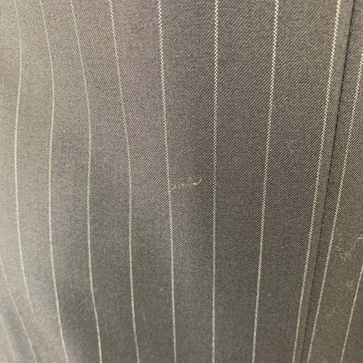 SIMPSON SIN TAILOR Size 42 Long Black White Pinstripe Wool Silk Suit