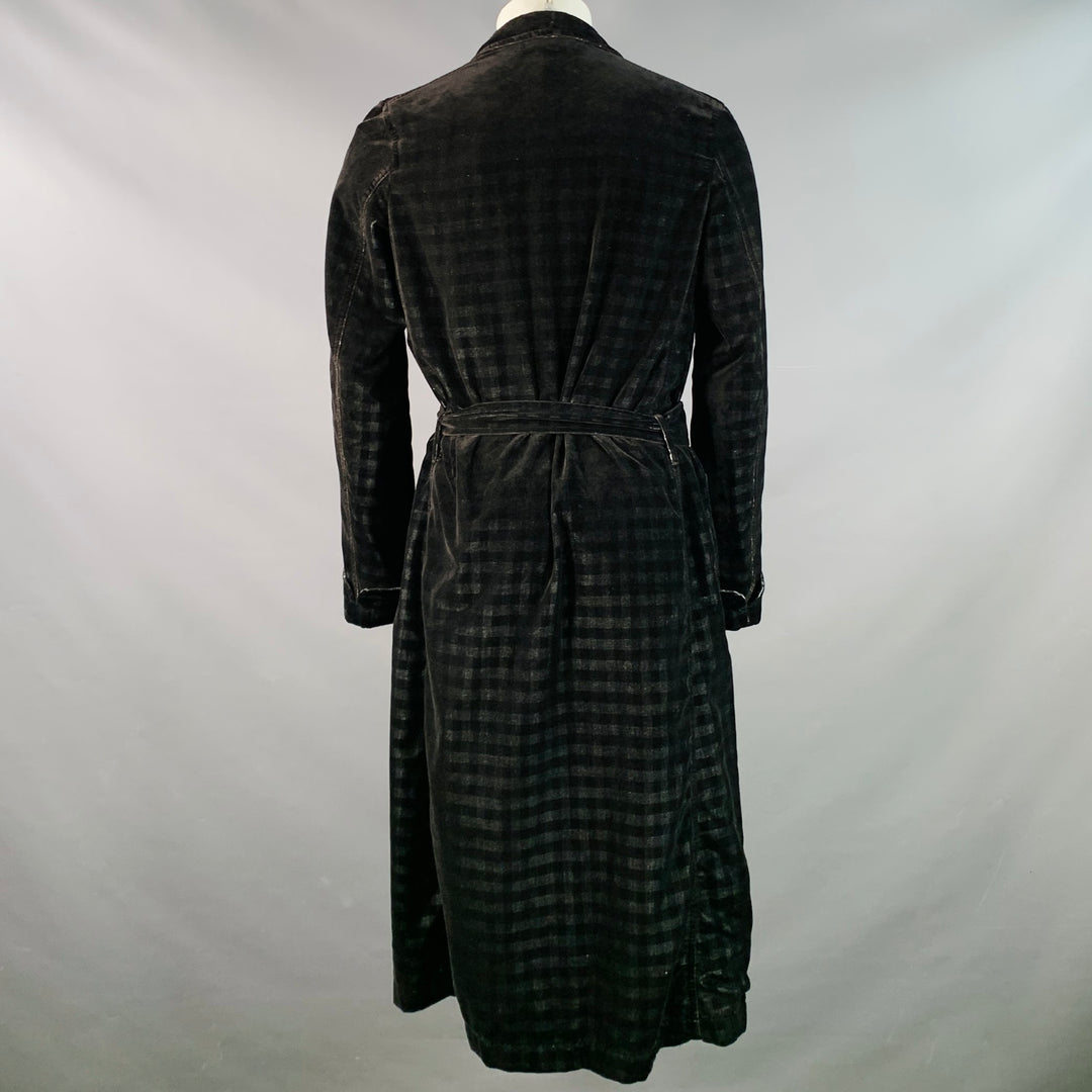 COMME des GARCONS HOMME PLUS Size S Black Black Checkered Polyester Shawl Lapel Robe