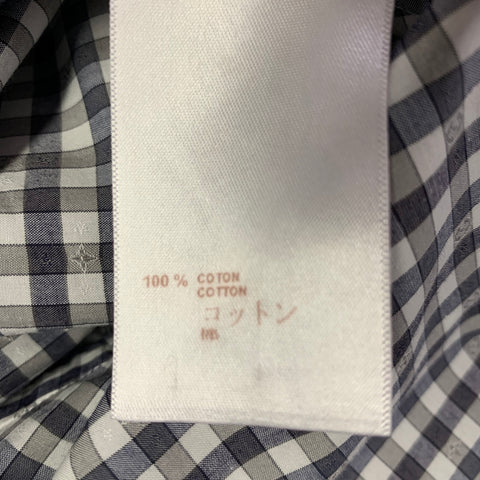 LOUIS VUITTON Size XL Grey White Checkered Cotton Button Up Long Sleeve Shirt