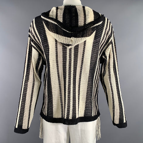 KOOI Size M Cream Black Knit Cotton Blend Zip Sweater