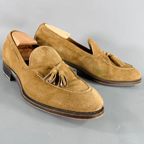 SID MASHBURN Size 11.5 Tan Suede Tassels Loafers