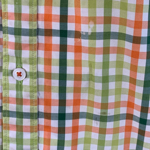 ROBERT GRAHAM Size XL Green Orange Checkered Cotton Long Sleeve Shirt