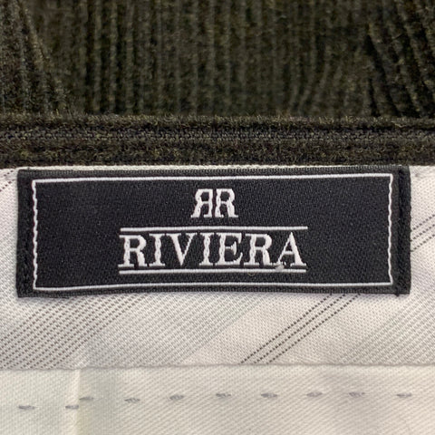 RIVIERA Size 38 Green Olive Corduroy Merino Wool Tapered Casual Pants