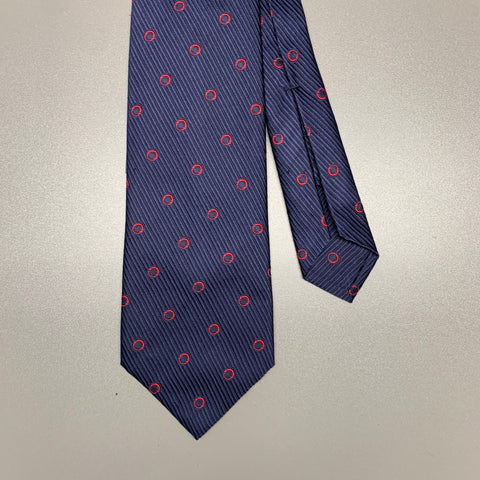 BVLGARI Navy Red Polka Dot Silk Tie