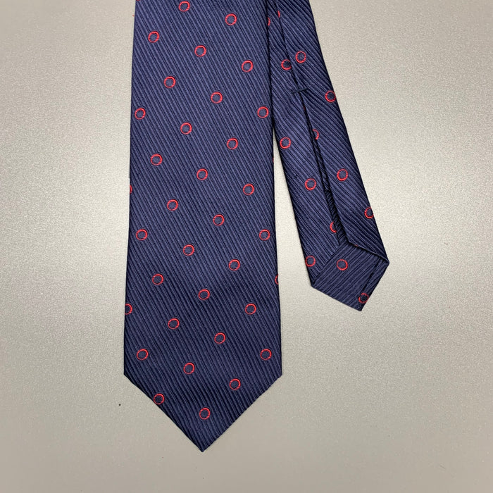 BVLGARI Navy Red Polka Dot Silk Tie