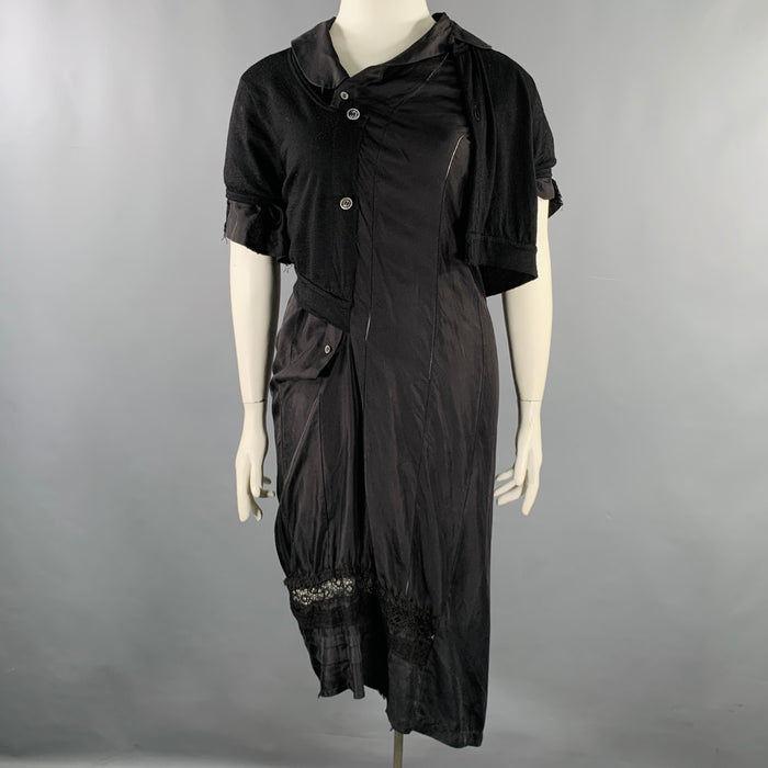 JUNYA WATANABE AW 2007 Size L Black Asymmetrical Short Sleeve Cardigan Dress