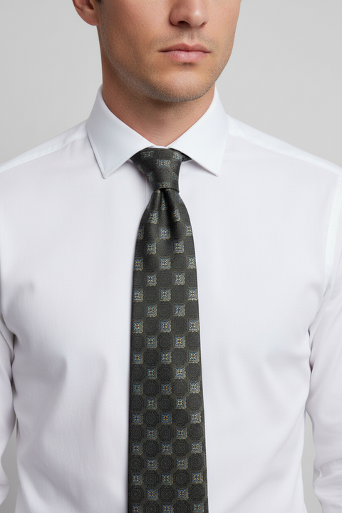 ERMENEGILDO ZEGNA  One Size Grey Blue Silk Tie