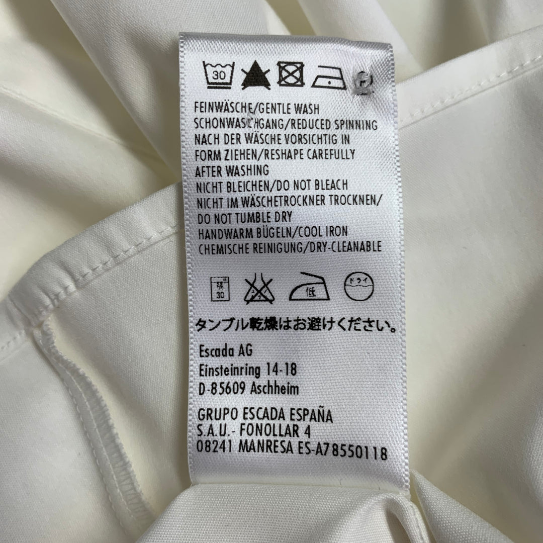 ESCADA Size XL Cream Cotton Blend Pleated Sleeveless Shirt