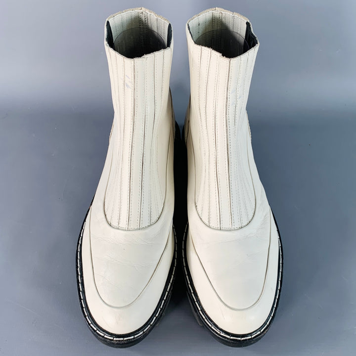 RAG & BONE Size 10 White Leather Pull On Ankle Boots