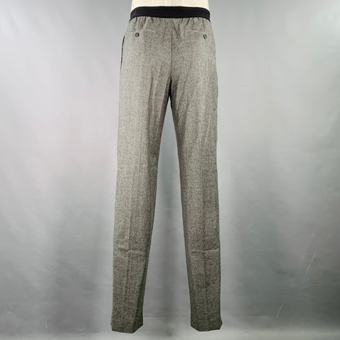 HELMUT LANG Size L Grey Heather Stripe Virgin Wool Casual Pants