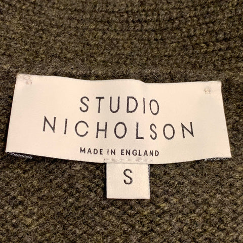 STUDIO NICHOLSON Size S Sen Brown Knit Lambswool Oversized Cardigan