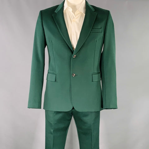 AMI by ALEXANDRE MATTIUSSI Size 42 Green Wool Twill Notch Lapel Suit