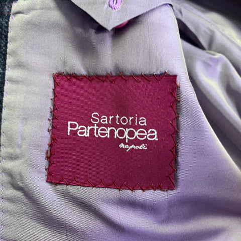 SARTORIA PARTENOPEA Size 42 Grey Purple Plaid Wool Cashmere Sport Coat