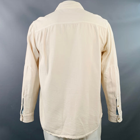 OUTERKNOWN Taille L Chemise à manches longues en twill de coton crème à une poche