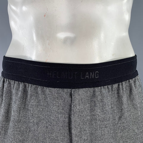 HELMUT LANG Size L Grey Heather Stripe Virgin Wool Casual Pants