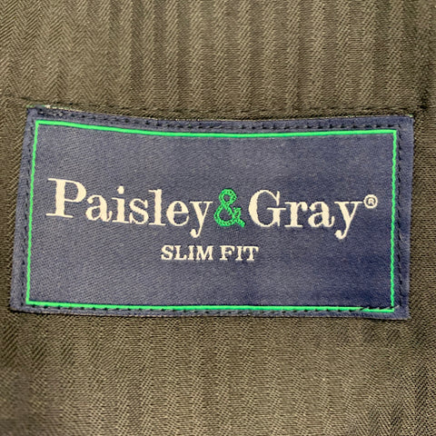 PAISLEY & GRAY Size 40 Regular Black Tan Floral Polyester Jacquard Slim Fit Suit