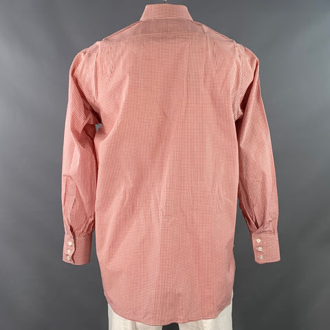 TURNBULL & ASSER Size L White Brick Gingham Cotton Long Sleeve Shirt