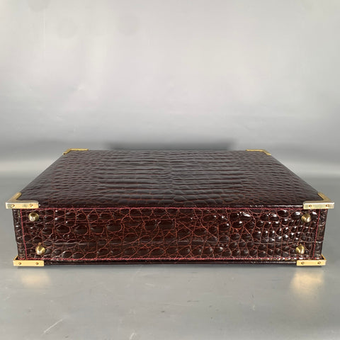BELLESCO Brown Alligator Leather Briefcase Bags