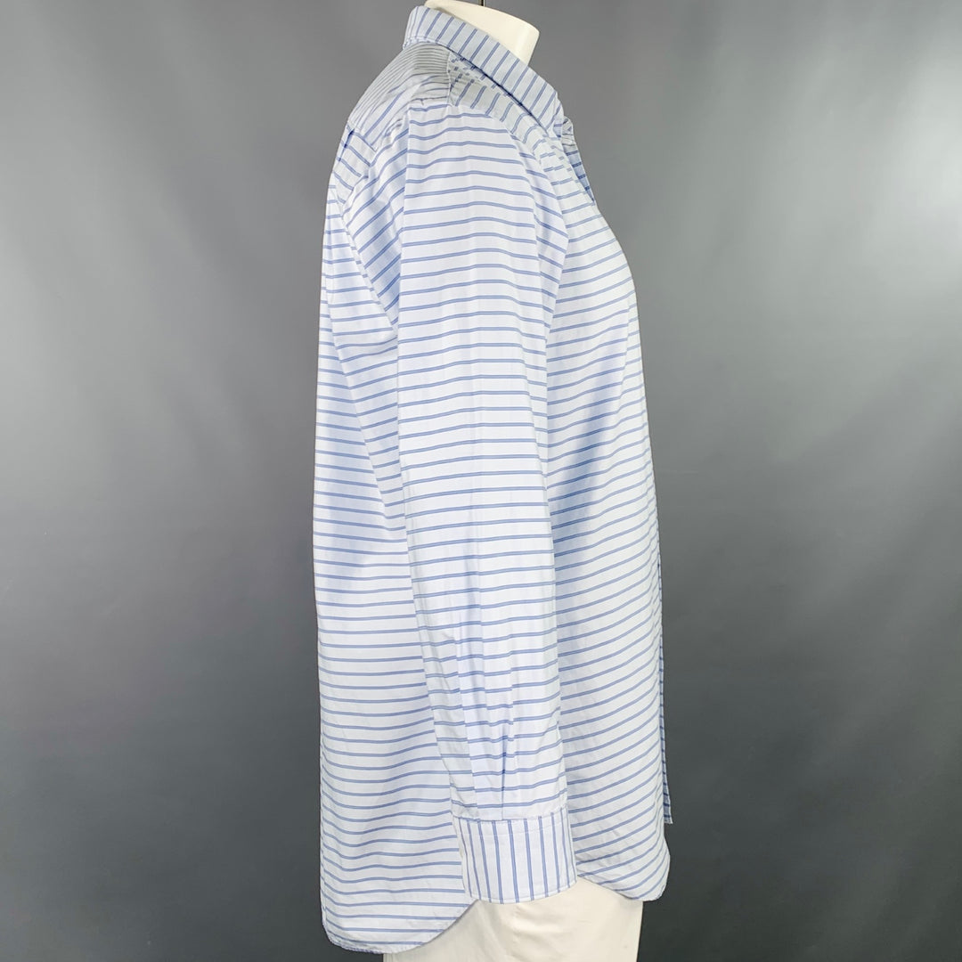 COMME des GARCONS SHIRT Size XL Light Blue Stripe Cotton Long Sleeve Shirt