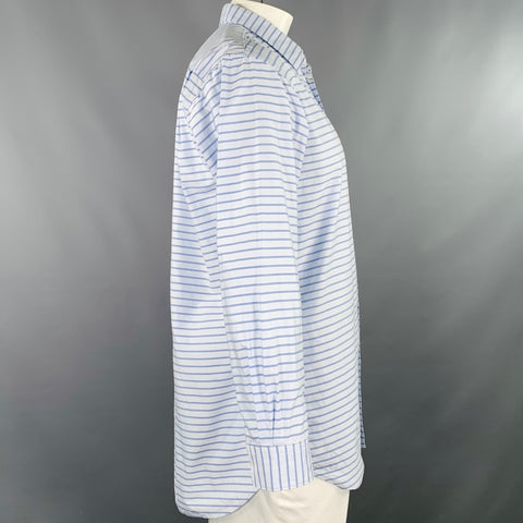 COMME des GARCONS SHIRT Size XL Light Blue Stripe Cotton Long Sleeve Shirt